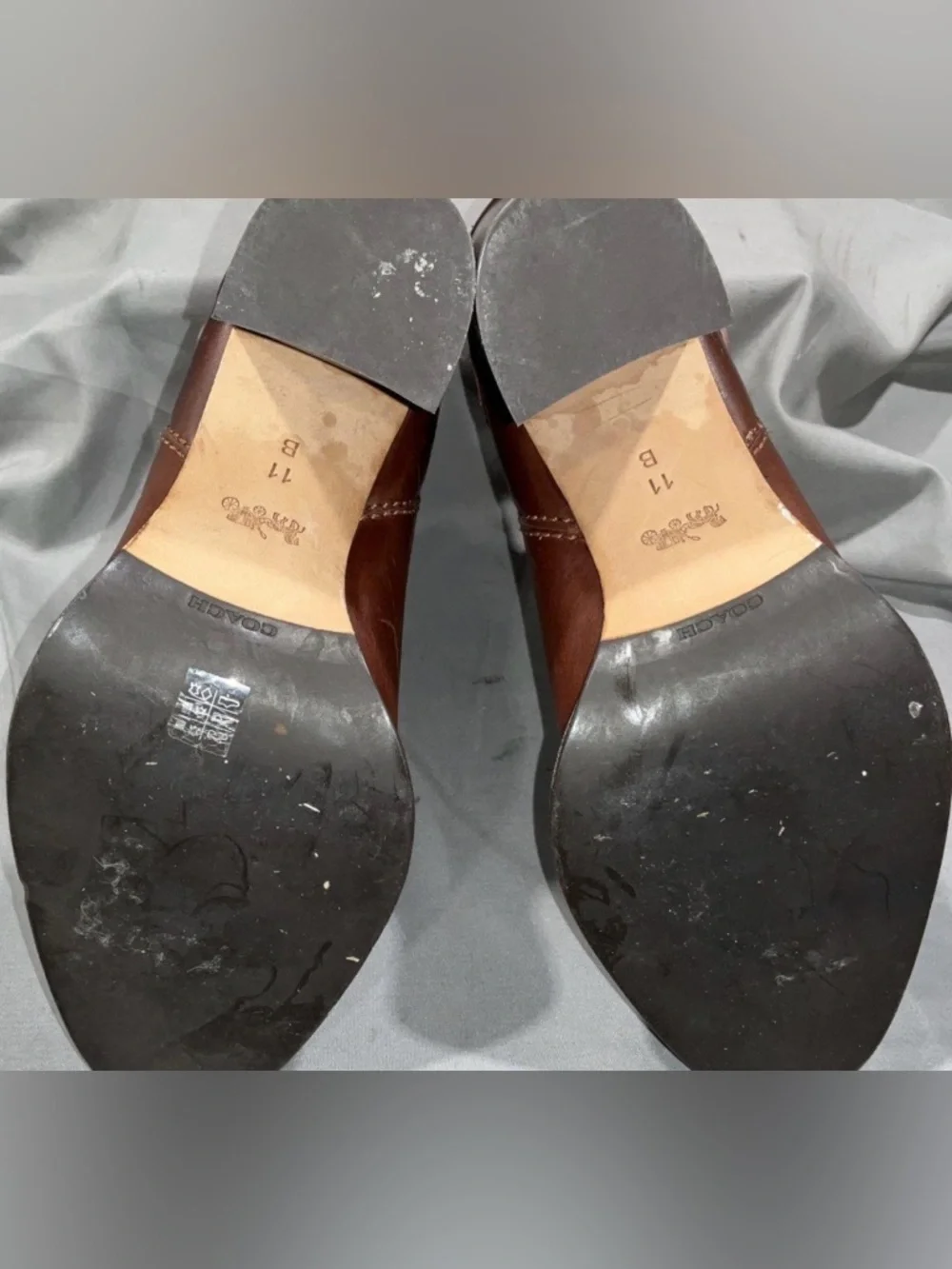Coach, size 11, Brown Leather Ankle Boots w/ Wrap Strap Detail, EUC - Picture 8 of 8